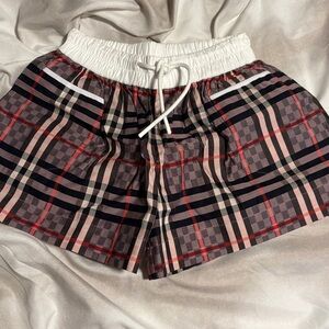 Burberry Kids Plaid Shorts - Red, Black, White
